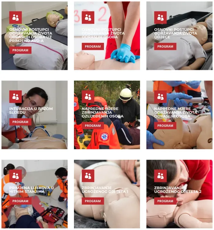 EdukaSim: mreža kartica programa edukacije s fotografijama vježbi