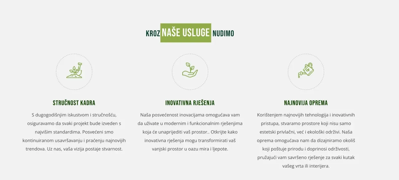 Jakša Šumarstvo: odjeljak „Kroz naše usluge nudimo” – stručni kadar, inovativna rješenja i najnovija oprema