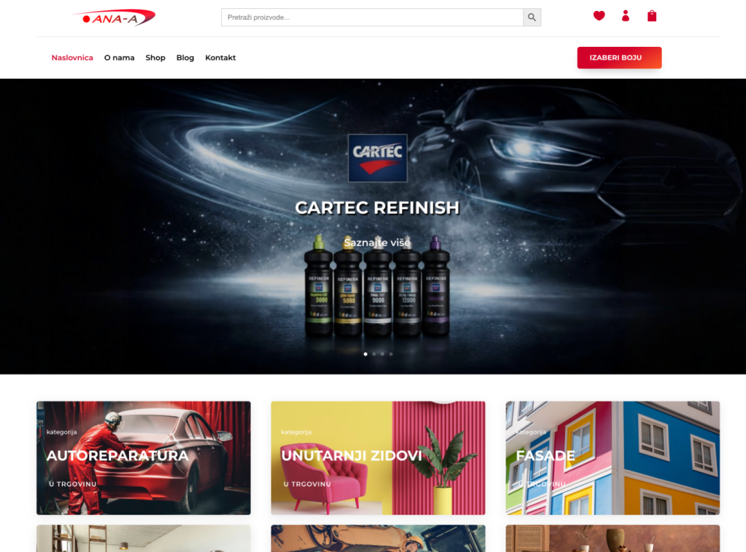 Prikaz web stranice, naslovnice Ana-a