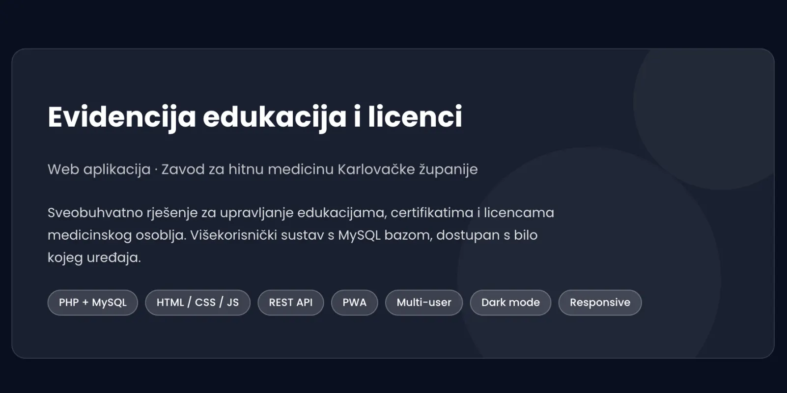 Aplikacija Evidencija edukacija