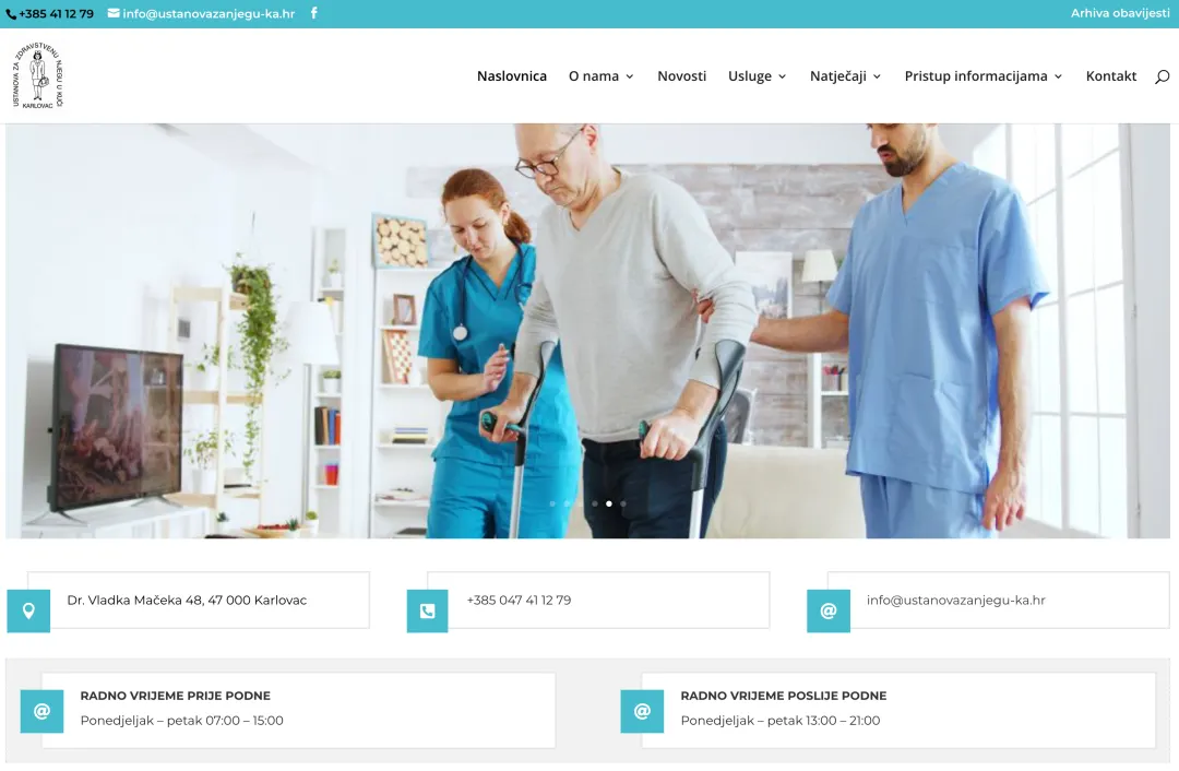 Prikaz radnog vremena Ustanove za zdravstvenu njegu u kući